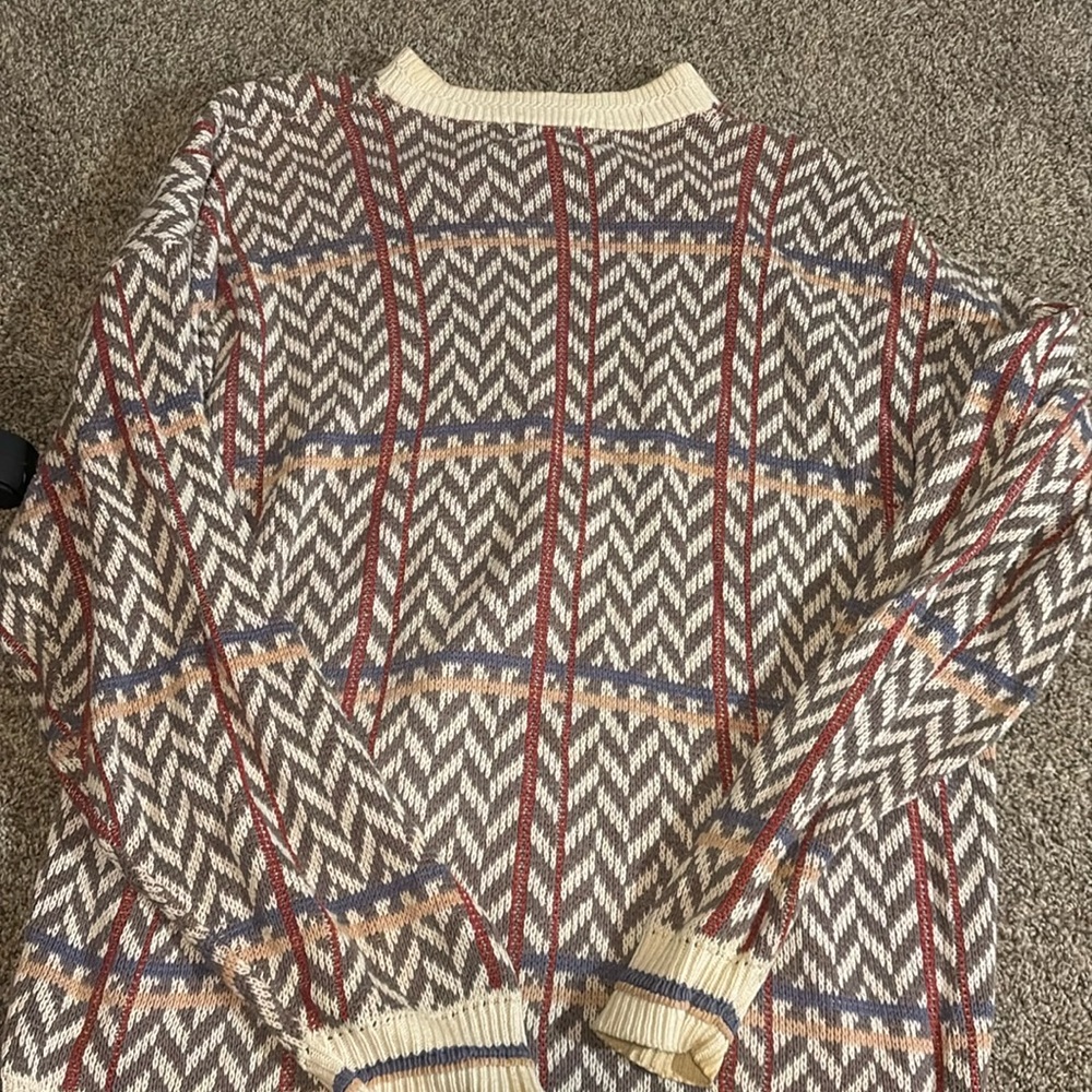 Vintage 90’s Sweater 100% Cotton Geometric Knit Cozy